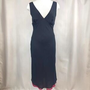 Vintage Womens (10) 90s FREDERICKS of HOLLYWOOD Black‎ Red Dress Midi Vamp Y2K